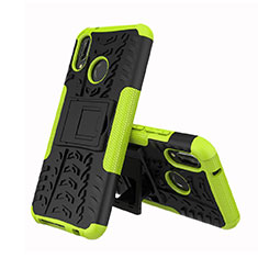 Silikon Hülle Handyhülle und Kunststoff Schutzhülle Tasche mit Ständer A04 für Huawei Nova 3e Grün