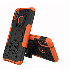 Silikon Hülle Handyhülle und Kunststoff Schutzhülle Tasche mit Ständer A04 für Huawei Nova 3e Orange