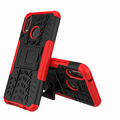 Silikon Hülle Handyhülle und Kunststoff Schutzhülle Tasche mit Ständer A04 für Huawei P20 Lite Rot