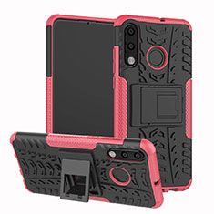 Silikon Hülle Handyhülle und Kunststoff Schutzhülle Tasche mit Ständer A04 für Huawei P30 Lite New Edition Rosa