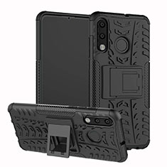 Silikon Hülle Handyhülle und Kunststoff Schutzhülle Tasche mit Ständer A04 für Huawei P30 Lite New Edition Schwarz