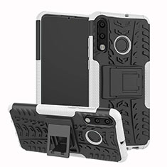 Silikon Hülle Handyhülle und Kunststoff Schutzhülle Tasche mit Ständer A04 für Huawei P30 Lite New Edition Weiß