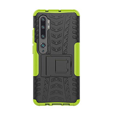 Silikon Hülle Handyhülle und Kunststoff Schutzhülle Tasche mit Ständer D01 für Xiaomi Mi Note 10 Pro Grün