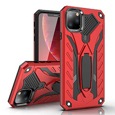 Silikon Hülle Handyhülle und Kunststoff Schutzhülle Tasche mit Ständer für Apple iPhone 11 Pro Max Rot