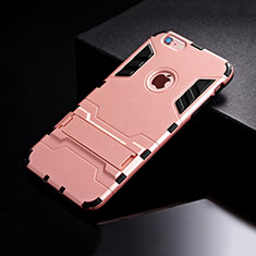 Silikon Hülle Handyhülle und Kunststoff Schutzhülle Tasche mit Ständer für Apple iPhone 6 Plus Rosegold