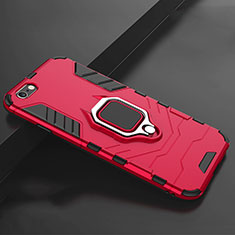 Silikon Hülle Handyhülle und Kunststoff Schutzhülle Tasche mit Ständer für Apple iPhone SE (2020) Rot