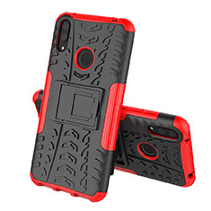 Silikon Hülle Handyhülle und Kunststoff Schutzhülle Tasche mit Ständer für Huawei Enjoy 9 Rot