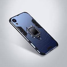 Silikon Hülle Handyhülle und Kunststoff Schutzhülle Tasche mit Ständer für Huawei Honor 8A Blau