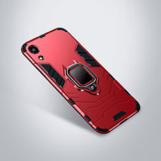 Silikon Hülle Handyhülle und Kunststoff Schutzhülle Tasche mit Ständer für Huawei Honor 8A Rot
