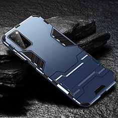 Silikon Hülle Handyhülle und Kunststoff Schutzhülle Tasche mit Ständer für Huawei Honor V30 Pro 5G Blau