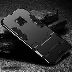 Silikon Hülle Handyhülle und Kunststoff Schutzhülle Tasche mit Ständer für Huawei Mate 20 Pro Schwarz