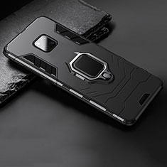 Silikon Hülle Handyhülle und Kunststoff Schutzhülle Tasche mit Ständer für Huawei Mate 20 Schwarz