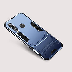 Silikon Hülle Handyhülle und Kunststoff Schutzhülle Tasche mit Ständer für Huawei Nova 4 Blau