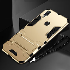Silikon Hülle Handyhülle und Kunststoff Schutzhülle Tasche mit Ständer für Huawei Nova Lite 3 Gold