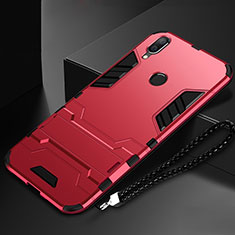 Silikon Hülle Handyhülle und Kunststoff Schutzhülle Tasche mit Ständer für Huawei Nova Lite 3 Rot