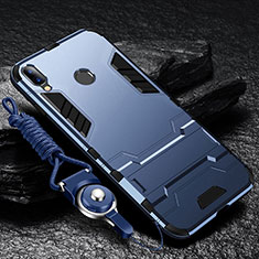 Silikon Hülle Handyhülle und Kunststoff Schutzhülle Tasche mit Ständer für Huawei Y9 (2019) Blau
