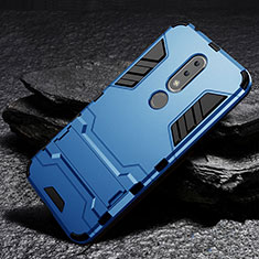 Silikon Hülle Handyhülle und Kunststoff Schutzhülle Tasche mit Ständer für Nokia 6.1 Plus Hellblau