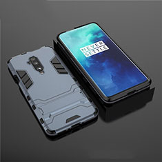 Silikon Hülle Handyhülle und Kunststoff Schutzhülle Tasche mit Ständer für OnePlus 7T Pro Blau