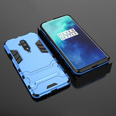 Silikon Hülle Handyhülle und Kunststoff Schutzhülle Tasche mit Ständer für OnePlus 7T Pro Hellblau