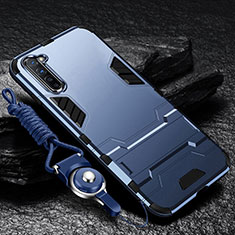 Silikon Hülle Handyhülle und Kunststoff Schutzhülle Tasche mit Ständer für Oppo Find X2 Lite Blau