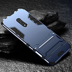 Silikon Hülle Handyhülle und Kunststoff Schutzhülle Tasche mit Ständer für Realme X Blau