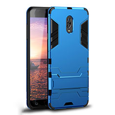 Silikon Hülle Handyhülle und Kunststoff Schutzhülle Tasche mit Ständer für Samsung Galaxy J7 Plus Hellblau