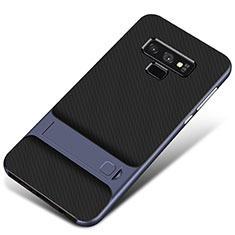 Silikon Hülle Handyhülle und Kunststoff Schutzhülle Tasche mit Ständer für Samsung Galaxy Note 9 Blau