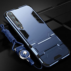 Silikon Hülle Handyhülle und Kunststoff Schutzhülle Tasche mit Ständer für Xiaomi Mi 10 Blau