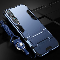 Silikon Hülle Handyhülle und Kunststoff Schutzhülle Tasche mit Ständer für Xiaomi Mi 10 Pro Blau