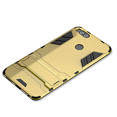 Silikon Hülle Handyhülle und Kunststoff Schutzhülle Tasche mit Ständer für Xiaomi Mi 5X Gold