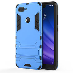 Silikon Hülle Handyhülle und Kunststoff Schutzhülle Tasche mit Ständer für Xiaomi Mi 8 Lite Hellblau
