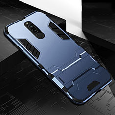 Silikon Hülle Handyhülle und Kunststoff Schutzhülle Tasche mit Ständer für Xiaomi Redmi 8 Blau