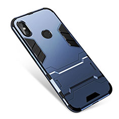 Silikon Hülle Handyhülle und Kunststoff Schutzhülle Tasche mit Ständer für Xiaomi Redmi Note 5 AI Dual Camera Blau