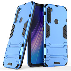 Silikon Hülle Handyhülle und Kunststoff Schutzhülle Tasche mit Ständer für Xiaomi Redmi Note 8 (2021) Blau