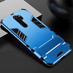 Silikon Hülle Handyhülle und Kunststoff Schutzhülle Tasche mit Ständer für Xiaomi Redmi Note 8 Pro Hellblau