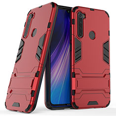 Silikon Hülle Handyhülle und Kunststoff Schutzhülle Tasche mit Ständer für Xiaomi Redmi Note 8T Rot