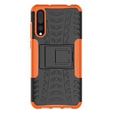 Silikon Hülle Handyhülle und Kunststoff Schutzhülle Tasche mit Ständer P02 für Huawei P20 Pro Orange