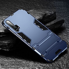 Silikon Hülle Handyhülle und Kunststoff Schutzhülle Tasche mit Ständer R01 für Huawei Honor 20 Pro Blau