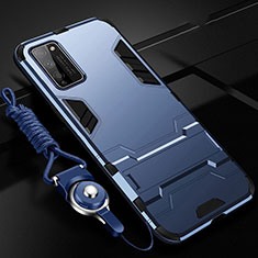 Silikon Hülle Handyhülle und Kunststoff Schutzhülle Tasche mit Ständer R01 für Huawei Honor 30 Lite 5G Blau