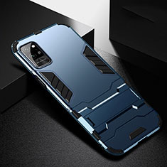 Silikon Hülle Handyhülle und Kunststoff Schutzhülle Tasche mit Ständer R01 für Huawei Honor Play4 Pro 5G Blau