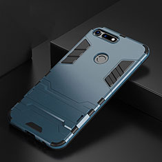 Silikon Hülle Handyhülle und Kunststoff Schutzhülle Tasche mit Ständer R01 für Huawei Honor V20 Blau