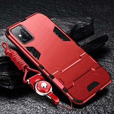 Silikon Hülle Handyhülle und Kunststoff Schutzhülle Tasche mit Ständer R01 für Huawei Honor X10 Max 5G Rot