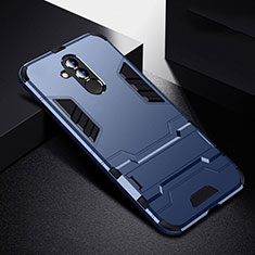 Silikon Hülle Handyhülle und Kunststoff Schutzhülle Tasche mit Ständer R01 für Huawei Mate 20 Lite Blau
