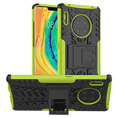 Silikon Hülle Handyhülle und Kunststoff Schutzhülle Tasche mit Ständer R01 für Huawei Mate 30 Grün