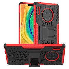 Silikon Hülle Handyhülle und Kunststoff Schutzhülle Tasche mit Ständer R01 für Huawei Mate 30 Pro Rot