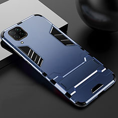 Silikon Hülle Handyhülle und Kunststoff Schutzhülle Tasche mit Ständer R01 für Huawei Nova 6 SE Blau