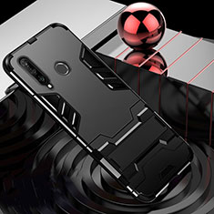 Silikon Hülle Handyhülle und Kunststoff Schutzhülle Tasche mit Ständer R01 für Huawei P30 Lite New Edition Schwarz