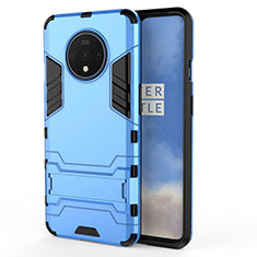 Silikon Hülle Handyhülle und Kunststoff Schutzhülle Tasche mit Ständer R01 für OnePlus 7T Hellblau