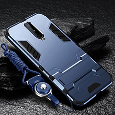 Silikon Hülle Handyhülle und Kunststoff Schutzhülle Tasche mit Ständer R01 für OnePlus 8 Blau