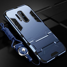 Silikon Hülle Handyhülle und Kunststoff Schutzhülle Tasche mit Ständer R01 für OnePlus 8 Pro Blau